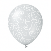 Elegant Filigree Clear Latex Balloons - 12-Inch, Pack of 6